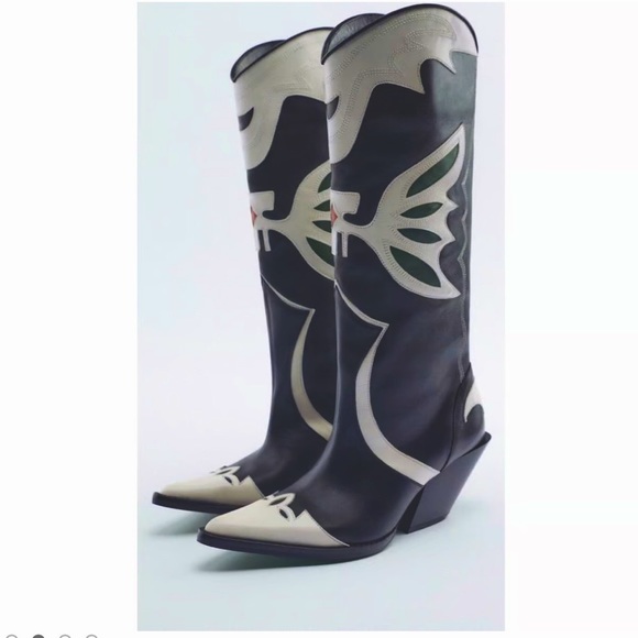 Zara Cowboys boots Leather size 40/9US - Picture 12 of 15
